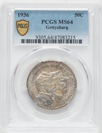 1936 50C Gettysburg Commemorative Silver PCGS MS64