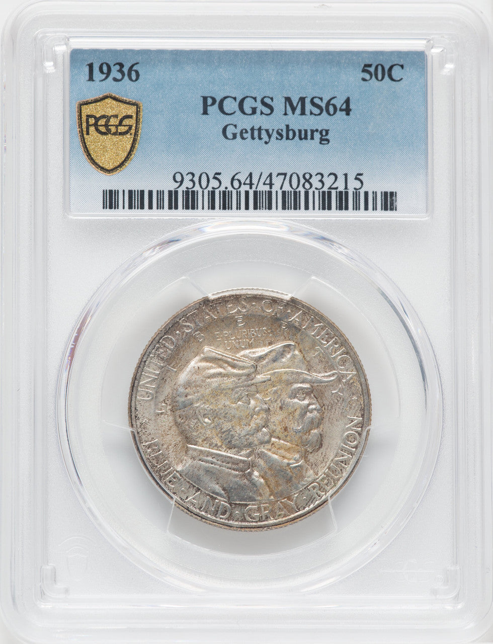 1936 50C Gettysburg Commemorative Silver PCGS MS64