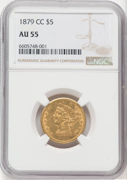 1879-CC $5 Liberty Half Eagle NGC AU55