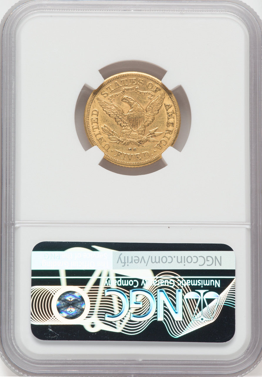 1879-CC $5 Liberty Half Eagle NGC AU55