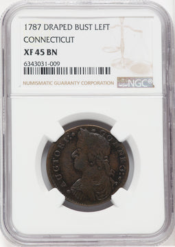 1787 Connecticut Copper Draped Bust Left BN Colonials NGC XF45