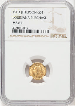 1903 G$1 JEFF Commemorative Gold NGC MS65