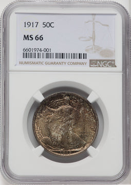 1917 50C Walking Liberty Half Dollar NGC MS66