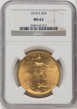 1914-S $20 Saint-Gaudens Double Eagle NGC MS63
