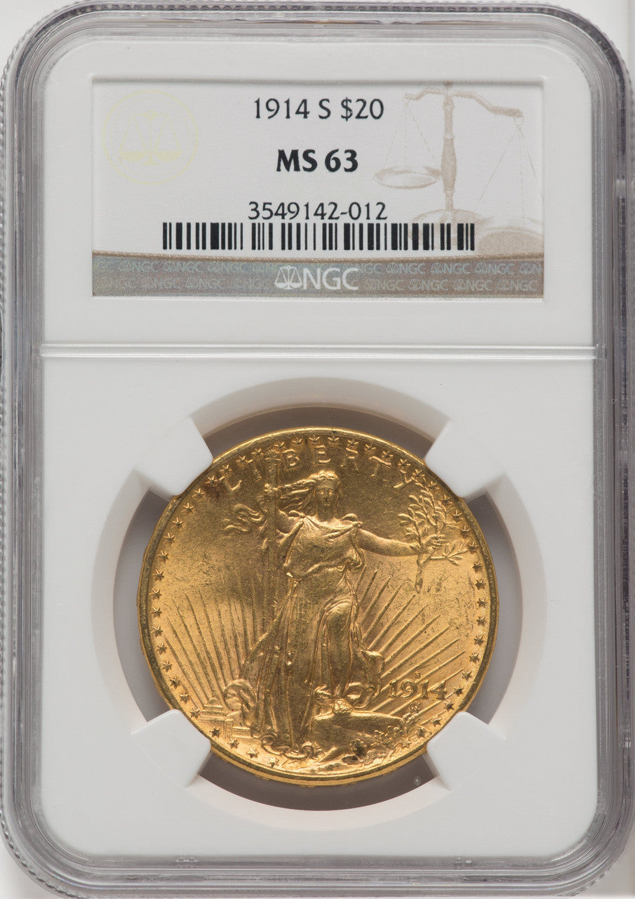 1914-S $20 Saint-Gaudens Double Eagle NGC MS63
