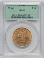 1892 $10 Liberty Eagle PCGS MS62