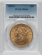 1894-S $20 Liberty Double Eagle PCGS MS64 (171373815)