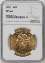 1894 $20 Liberty Double Eagle NGC MS61
