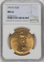 1914-S $20 Saint-Gaudens Double Eagle NGC MS61