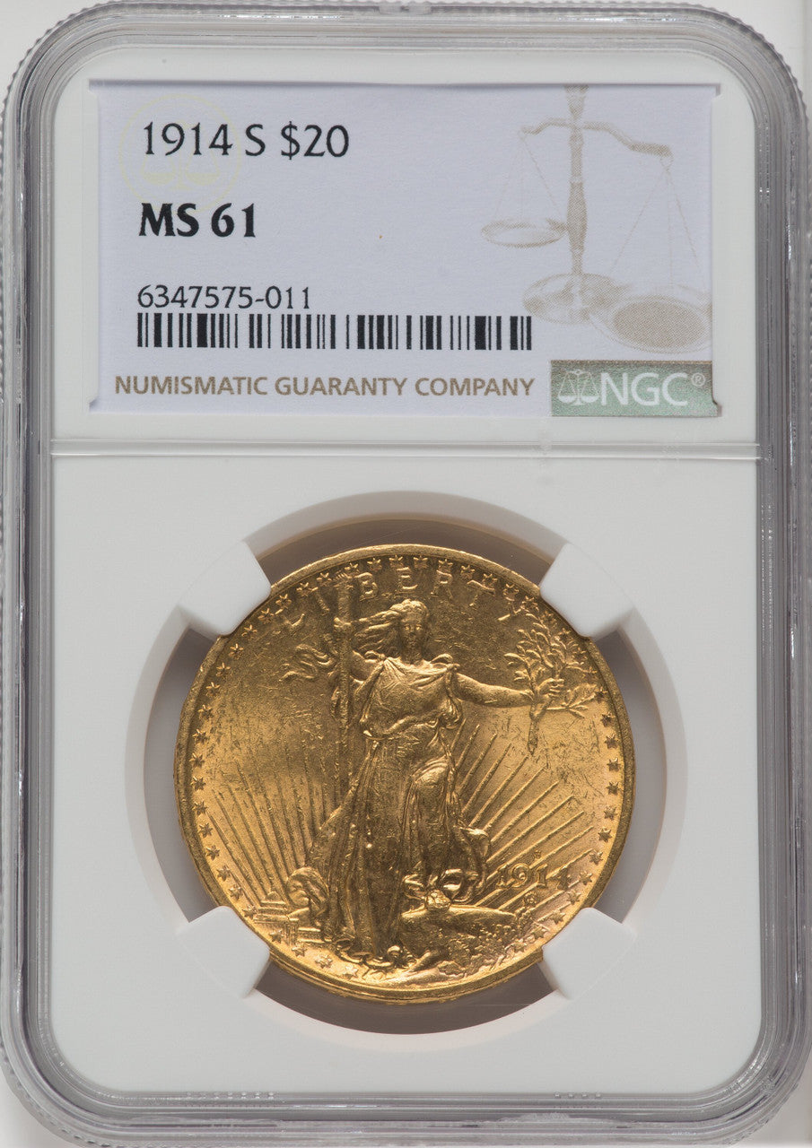 1914-S $20 Saint-Gaudens Double Eagle NGC MS61