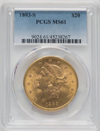 1893-S $20 Liberty Double Eagle PCGS MS61