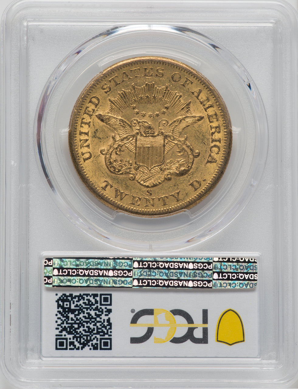 1858-S $20 Liberty Double Eagle PCGS AU55