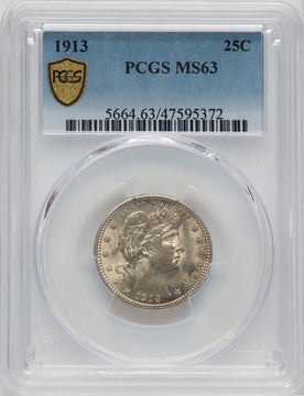 1913 25C Barber Quarter PCGS MS63