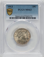 1913 25C Barber Quarter PCGS MS63