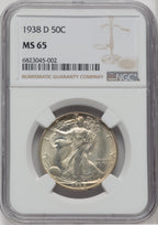 1938-D 50C Walking Liberty Half Dollar NGC MS65