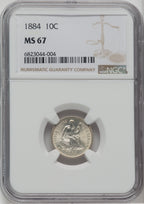 1884 10C Seated Dime NGC MS67
