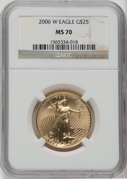 2006-W $25 Half-Ounce Gold Eagle Burnished NGC MS70