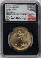 2022-W One-Ounce Gold Eagle Burnished FDI NGC MS70 Joel Iskowitz Signed