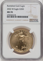 2022-W One-Ounce Gold Eagle Burnished Brown Label NGC MS70