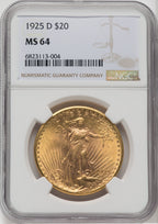 1925-D $20 Saint-Gaudens Double Eagle NGC MS64