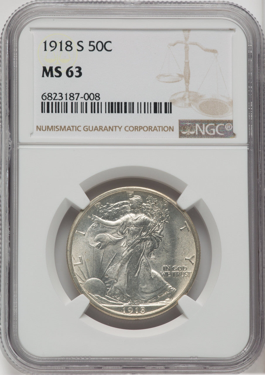 1918-S 50C Walking Liberty Half Dollar NGC MS63