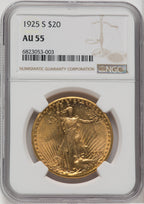 1925-S $20 Saint-Gaudens Double Eagle NGC AU55
