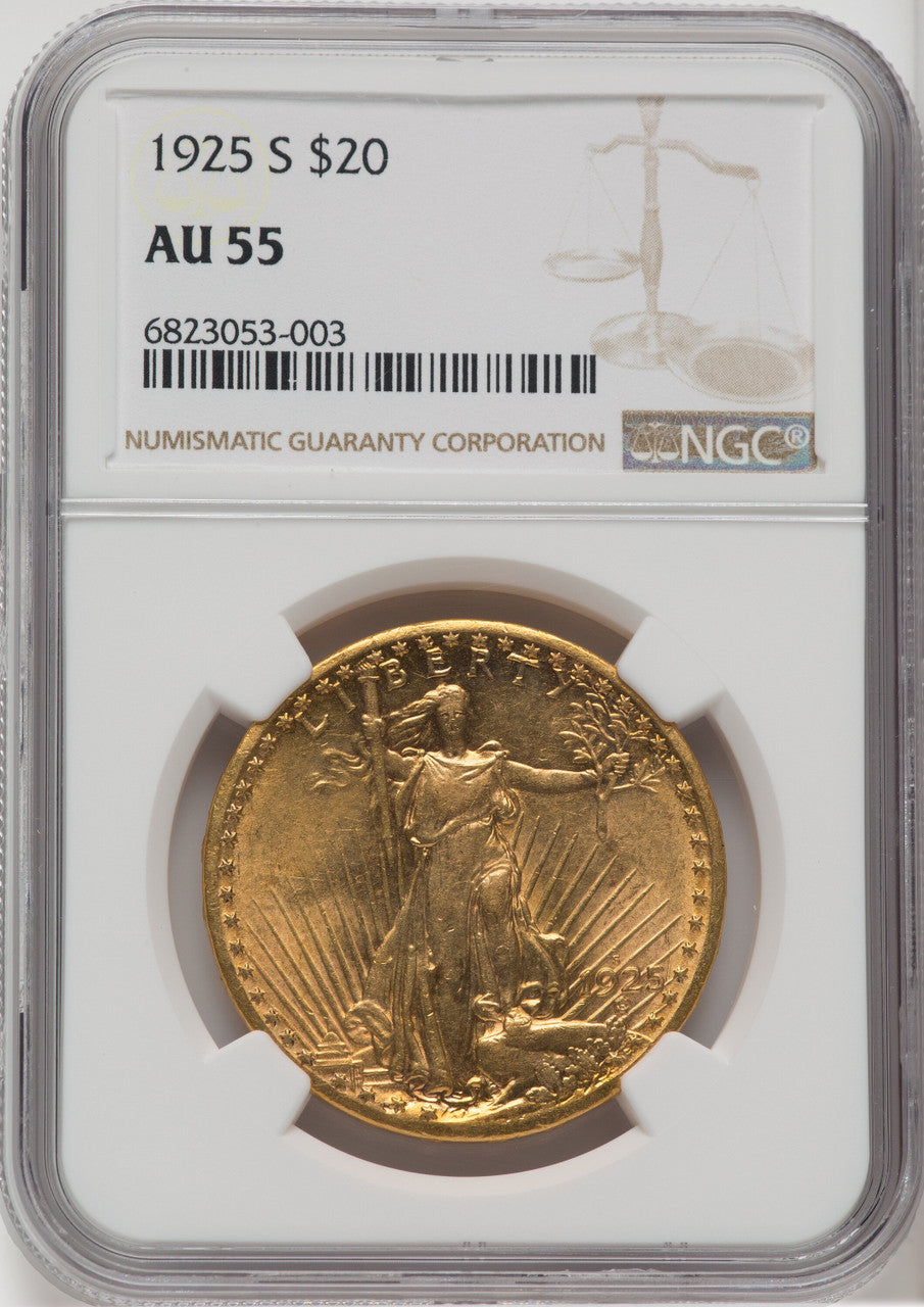 1925-S $20 Saint-Gaudens Double Eagle NGC AU55
