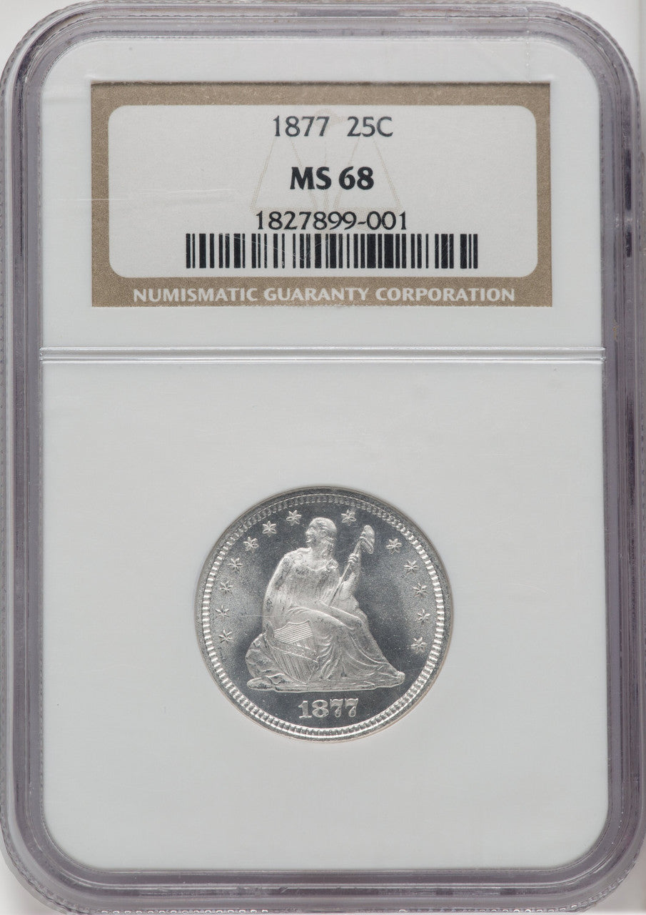 1877 25C Seated Quarter NGC MS68