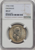 1936-D 50C Cincinnati Commemorative Silver NGC MS67