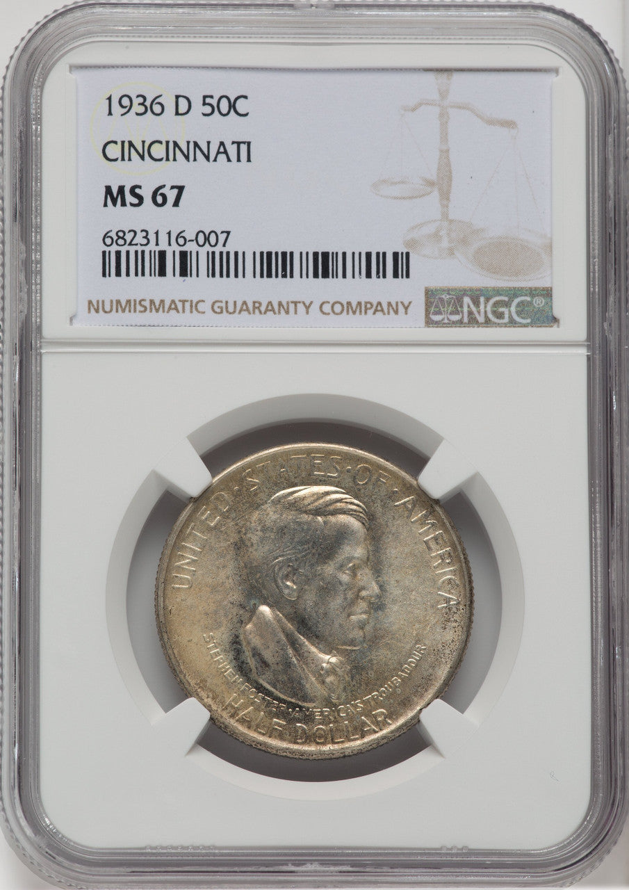1936-D 50C Cincinnati Commemorative Silver NGC MS67