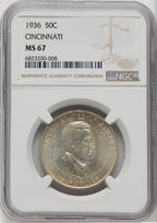 1936 50C Cincinnati Commemorative Silver NGC MS67