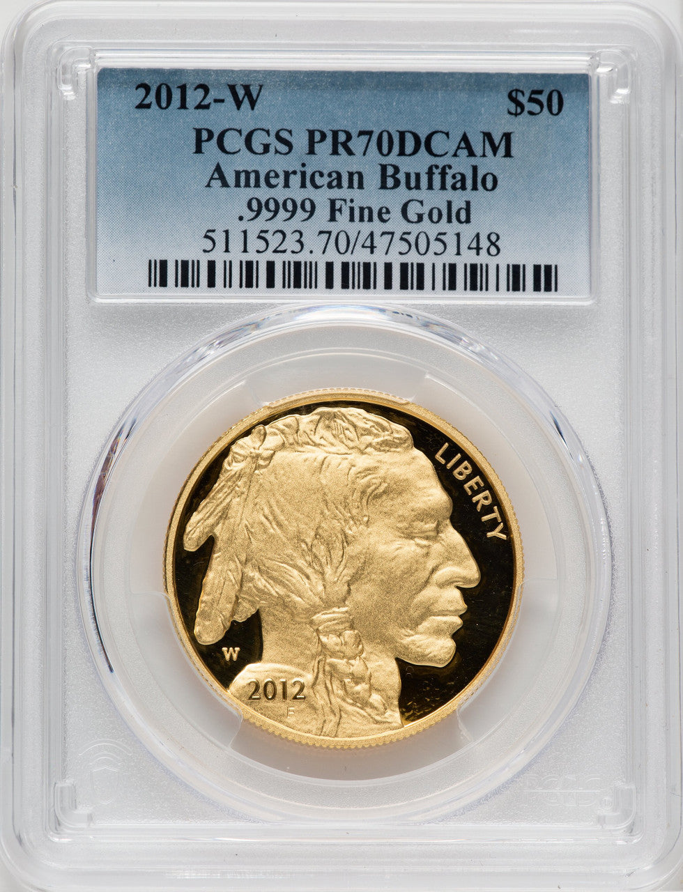 2012-W $50 One-Ounce Gold Buffalo PCGS PR70