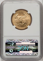 2008-W $25 Half-Ounce Gold Eagle Burnished Brown Label NGC MS70
