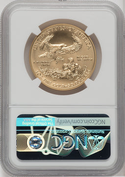 2018-W G$50 One Ounce Burnished Gold Eagle First Strike Mike Castle Signature NGC MS70