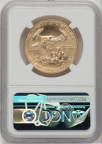 2018-W G$50 One Ounce Burnished Gold Eagle First Strike Mike Castle Signature NGC MS70