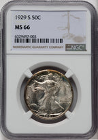 1929-S 50C Walking Liberty Half Dollar NGC MS66