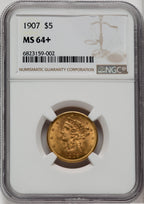 1907 $5 Liberty Half Eagle NGC MS64+
