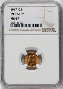 1917 G$1 McKinley Commemorative Gold NGC MS67