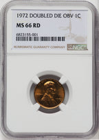 1972 1C Doubled Die Obverse RD Lincoln Cent NGC MS66