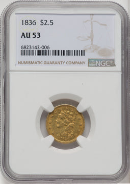 1836 $2.50 Script 8 Classic Quarter Eagle NGC AU53