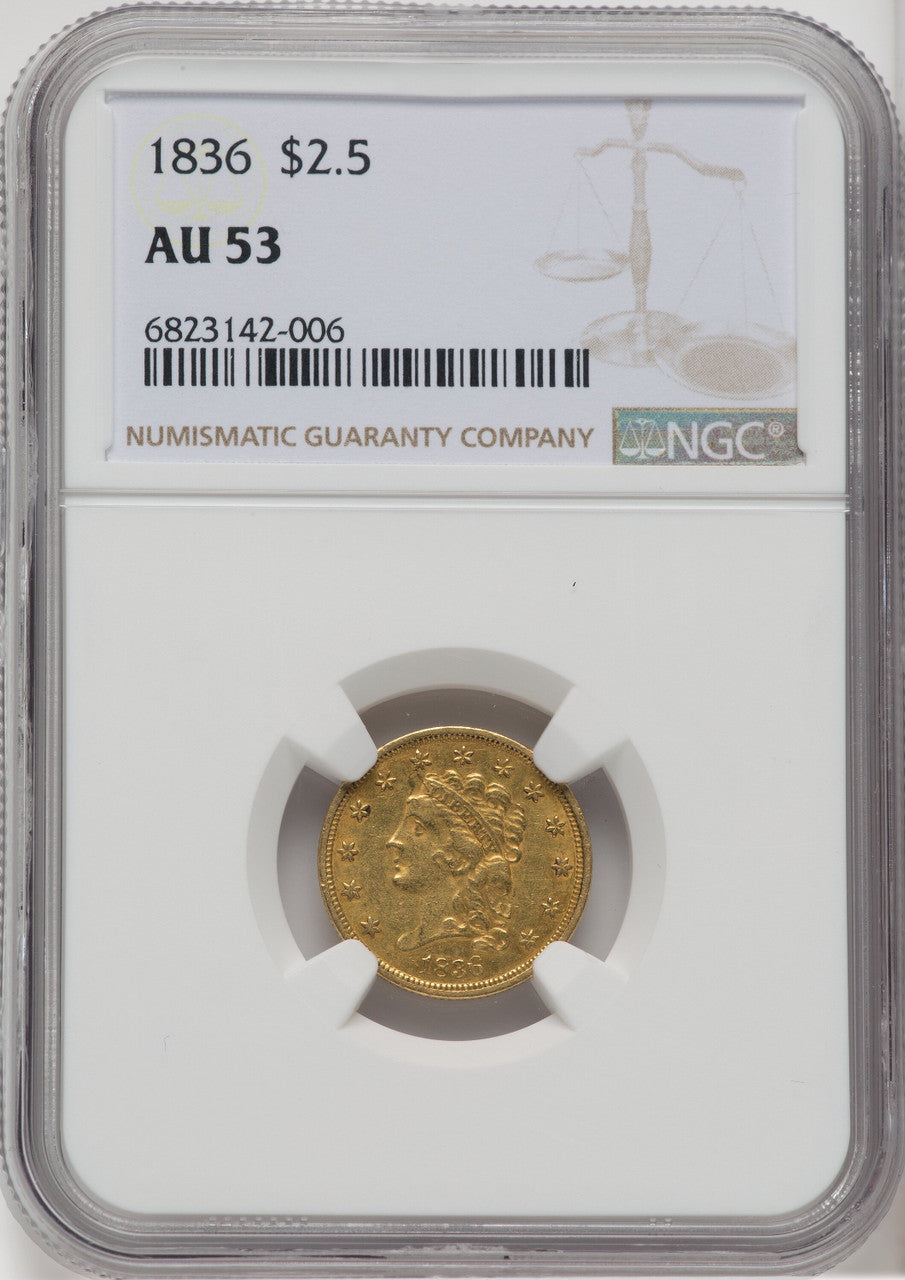 1836 $2.50 Script 8 Classic Quarter Eagle NGC AU53