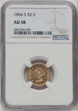 1856-S $2.50 Liberty Quarter Eagle NGC AU58