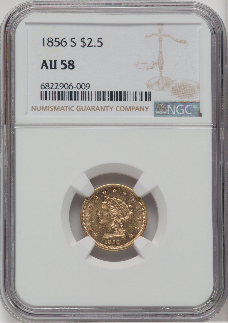 1856-S $2.50 Liberty Quarter Eagle NGC AU58