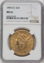 1890-CC $20 Liberty Double Eagle NGC MS61