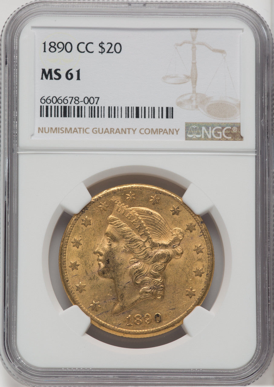 1890-CC $20 Liberty Double Eagle NGC MS61