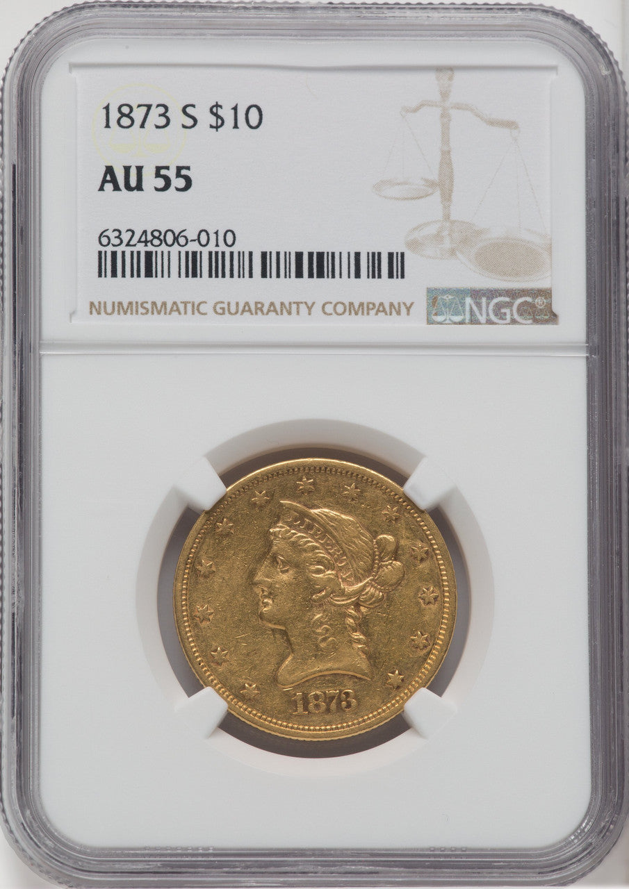 1873-S $10 Liberty Eagle NGC AU55 (763438041)
