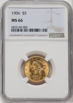 1906 $5 Liberty Half Eagle NGC MS66
