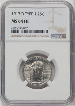 1917-D Type One FH Standing Liberty Quarter NGC MS64