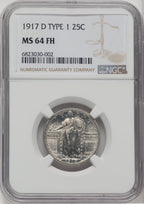1917-D Type One FH Standing Liberty Quarter NGC MS64