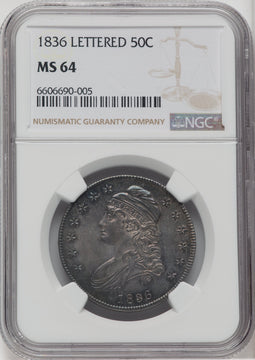 1836 50C Letter Edge Bust Half Dollar NGC MS64